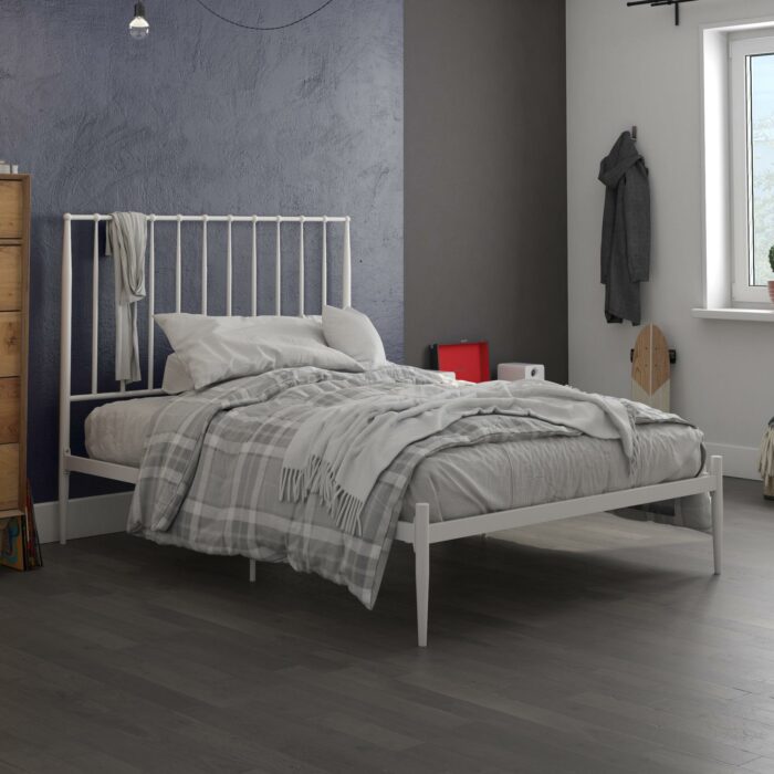 Dorel Giulia Modern Metal Bed - Double - White-30989