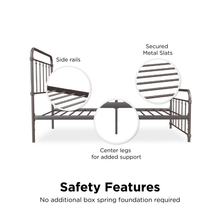 Dorel Wallace Metal Bed - Single - Bronze-31390