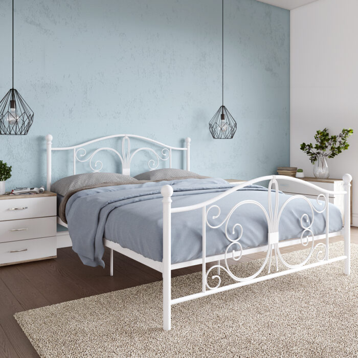 Dorel Bombay Metal Bed - Double - White-30561