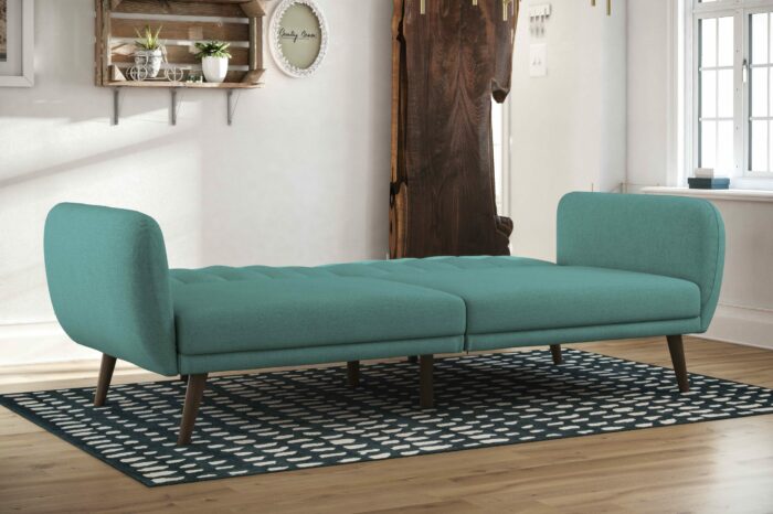 Dorel Novogratz Brittany Sofa Bed Wooden Legs - Linen - Light Blue-31632
