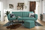 Dorel Novogratz Brittany Sofa Bed Wooden Legs - Linen - Light Blue-31631