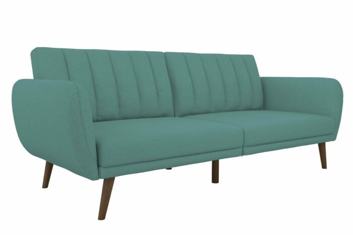 Dorel Novogratz Brittany Sofa Bed Wooden Legs - Linen - Light Blue-0