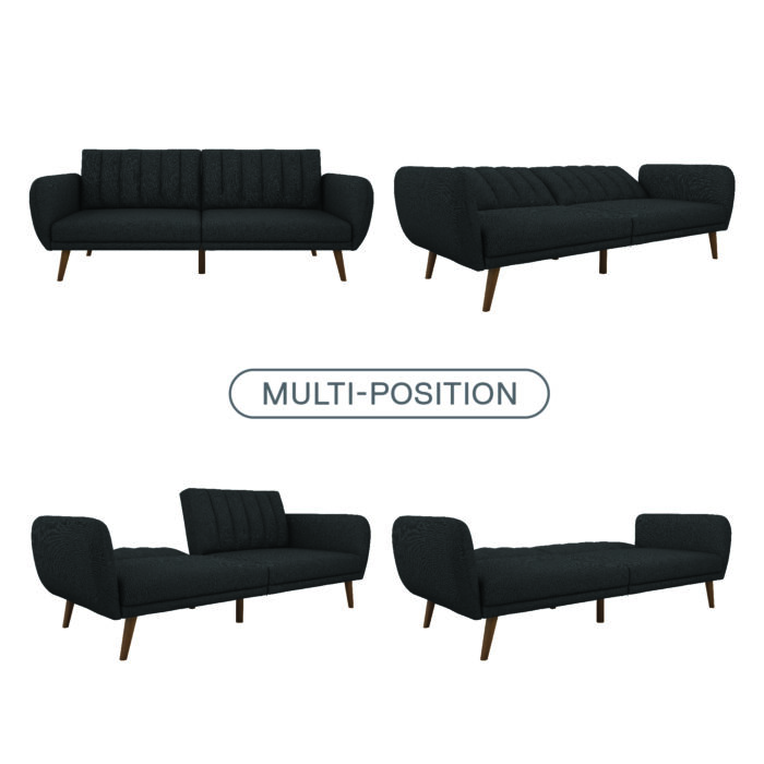 Dorel Novogratz Brittany Sofa Bed Wooden Legs - Linen - Dark Grey-31611