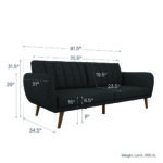 Dorel Novogratz Brittany Sofa Bed Wooden Legs - Linen - Dark Grey-31661