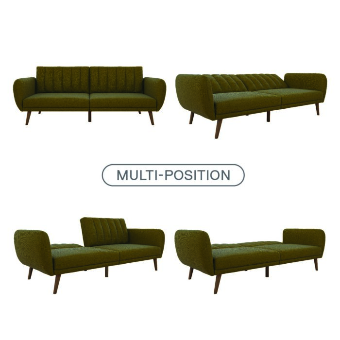 Dorel Novogratz Brittany Sofa Bed Wooden Legs - Linen - Green-31622