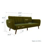 Dorel Novogratz Brittany Sofa Bed Wooden Legs - Linen - Green-31621
