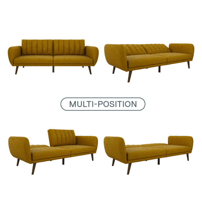 Dorel Novogratz Brittany Sofa Bed Wooden Legs - Linen - Mustard-31649