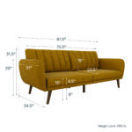 Dorel Novogratz Brittany Sofa Bed Wooden Legs - Linen - Mustard-31650