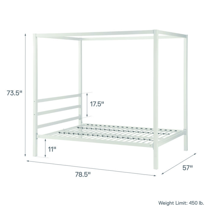 Dorel Modern Metal Canopy Bed - Double - White-31251