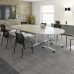 DAMS Santana 4 leg stacking chair with fabric seat ,mesh back and fixed arms - made to order-29244