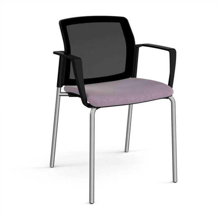 DAMS Santana 4 leg stacking chair with fabric seat ,mesh back and fixed arms - made to order-29248
