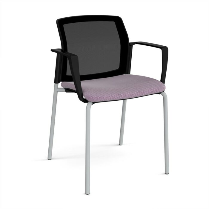 DAMS Santana 4 leg stacking chair with fabric seat ,mesh back and fixed arms - made to order-29246