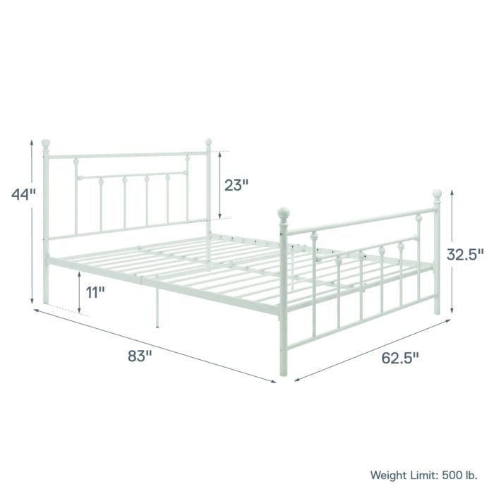 Dorel Manila Metal Bed - King - White-31245