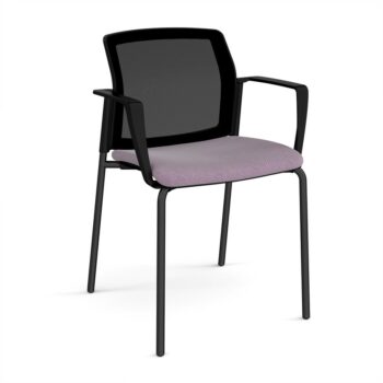 DAMS Santana 4 leg stacking chair with fabric seat ,mesh back and fixed arms - made to order-0