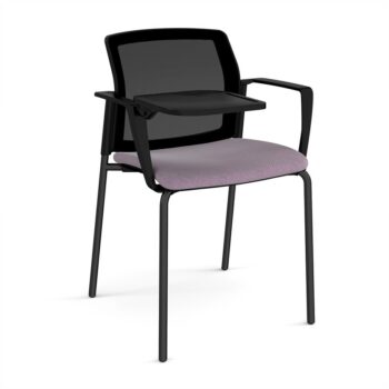 DAMS Santana 4 leg stacking chair with fabric seat ,mesh back, arms and writing tablet - made to order-0