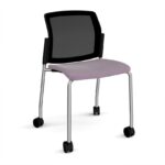 DAMS Santana 4 leg mobile chair with fabric seat and mesh back, with castors and no arms - made to order-29260