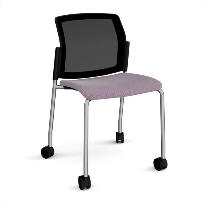 DAMS Santana 4 leg mobile chair with fabric seat and mesh back, with castors and no arms - made to order-29260