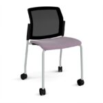 DAMS Santana 4 leg mobile chair with fabric seat and mesh back, with castors and no arms - made to order-29258