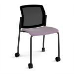 DAMS Santana 4 leg mobile chair with fabric seat and mesh back, with castors and no arms - made to order-0
