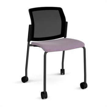 DAMS Santana 4 leg mobile chair with fabric seat and mesh back, with castors and no arms - made to order-0
