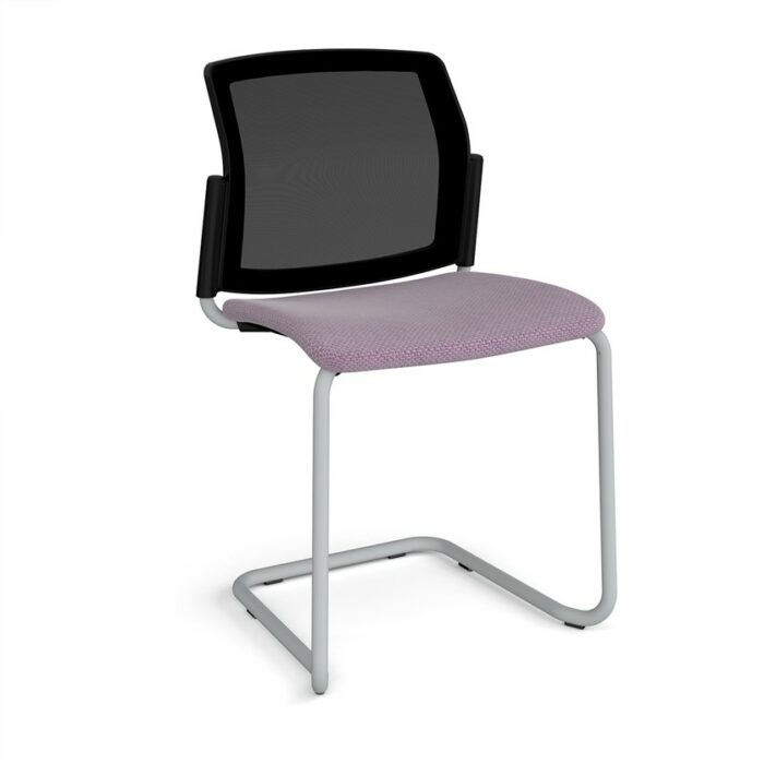 DAMS Santana cantilever chair with fabric seat and mesh back and no arms - made to order-29274