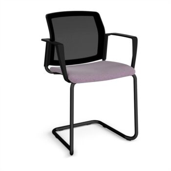 DAMS Santana cantilever chair with fabric seat and mesh back and fixed arms - made to order-0