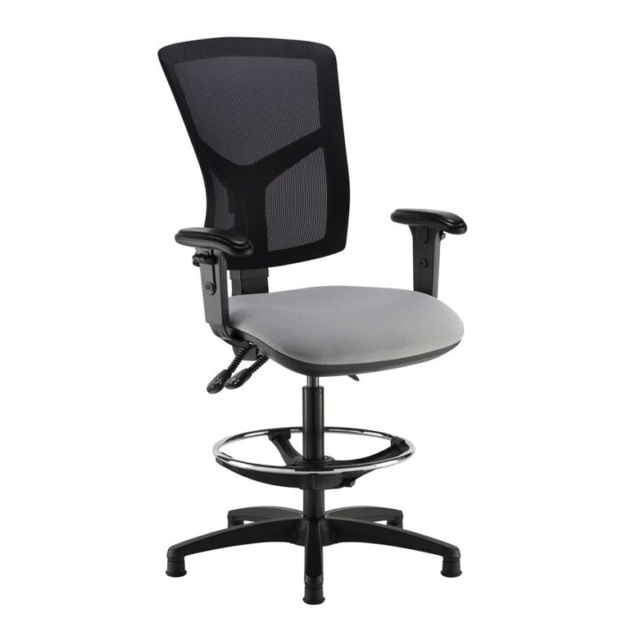 DAMS Senza mesh back draughtsmans chair with adjustable arms - made to order-0