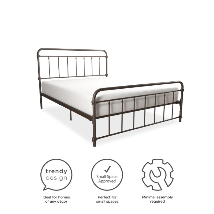Dorel Wallace Metal Bed - Double - Bronze-31425