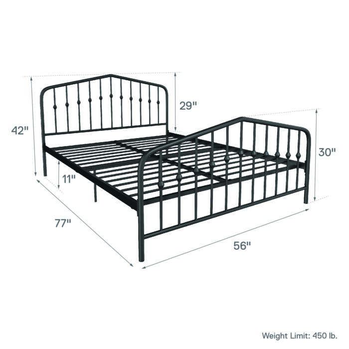 Dorel Novogratz Bushwick Metal Bed - Double - Black-31737
