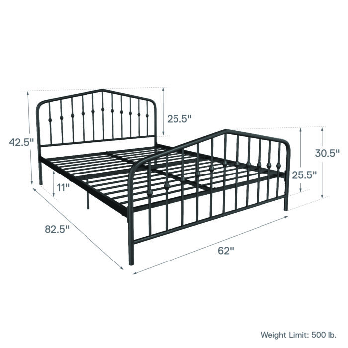 Dorel Novogratz Bushwick Metal Bed - King - Black-31751