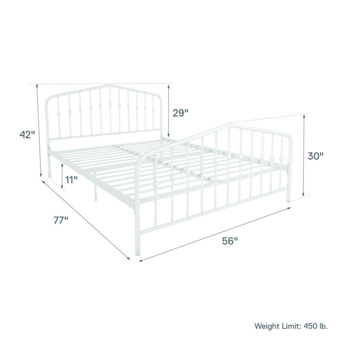 Dorel Novogratz Bushwick Metal Bed - Double - White-31728