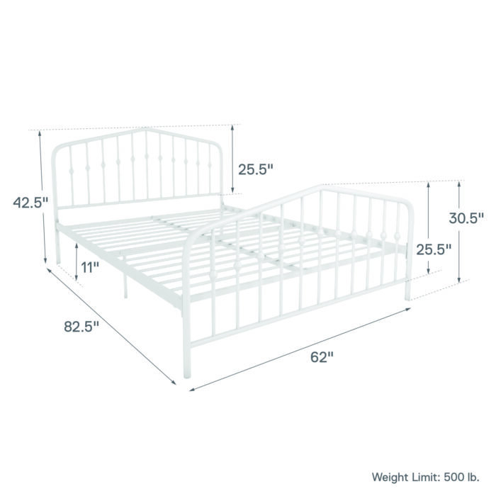 Dorel Novogratz Bushwick Metal Bed - King - White-31758