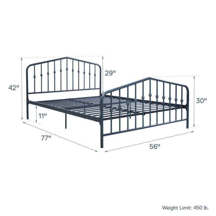 Dorel Novogratz Bushwick Metal Bed - Double - Grey-31743