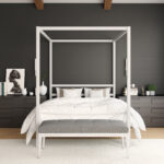 Dorel Modern Metal Canopy Bed - Double - White-31253