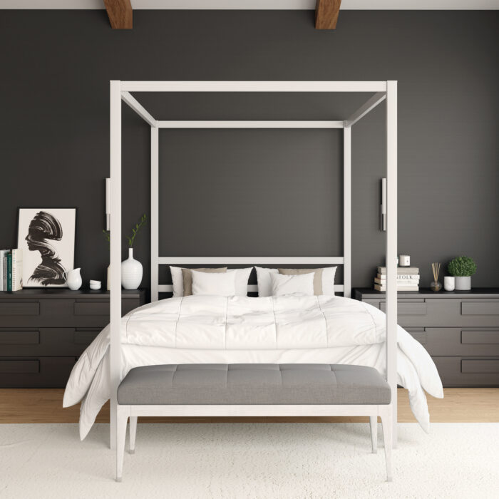 Dorel Modern Metal Canopy Bed - Double - White-31253