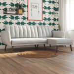 Dorel Novogratz Brittany Sectional Sofa Bed Wooden Legs - Linen - Light Grey-31605