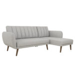 Dorel Novogratz Brittany Sectional Sofa Bed Wooden Legs - Linen - Light Grey-0