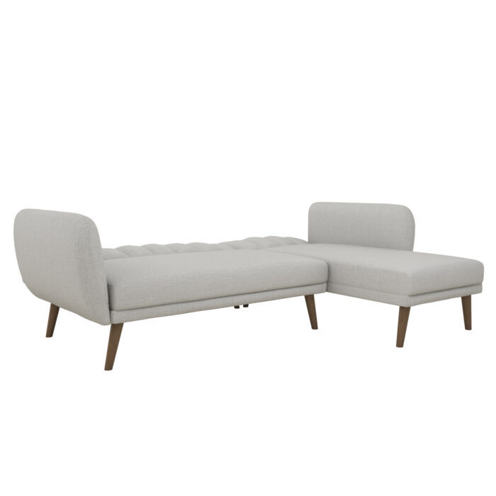 Dorel Novogratz Brittany Sectional Sofa Bed Wooden Legs - Linen - Light Grey-31602