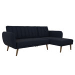 Dorel Novogratz Brittany Sectional Sofa Bed Wooden Legs - Linen - Navy Blue-0