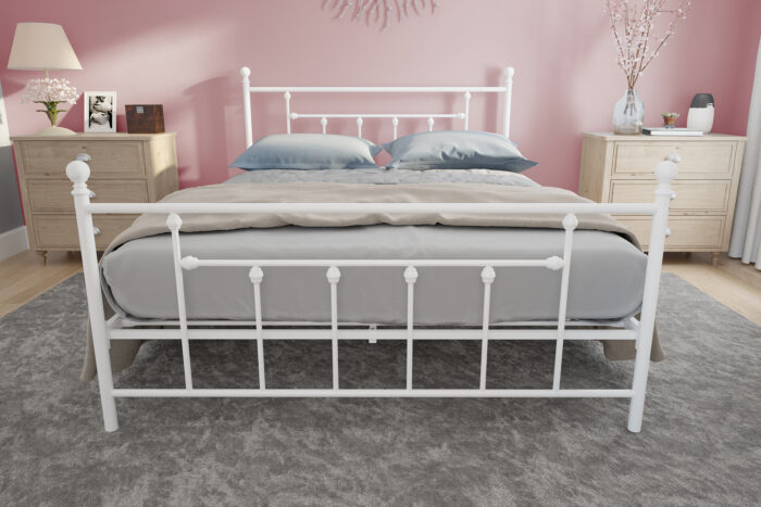 Dorel Manila Metal Bed - King - White-31246