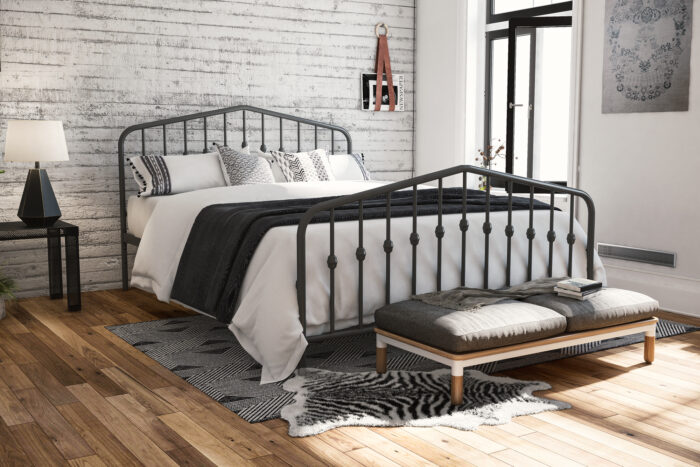 Dorel Novogratz Bushwick Metal Bed - Double - Grey-0