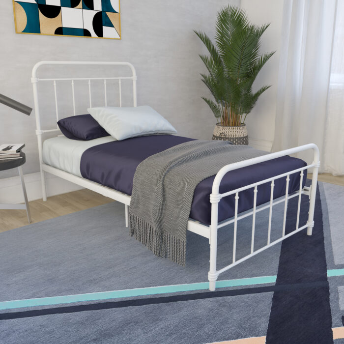 Dorel Wallace Metal Bed - Single - White-31372