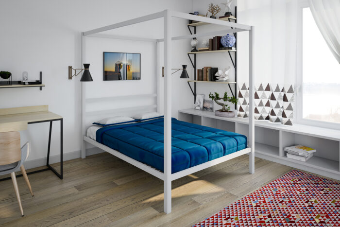 Dorel Modern Metal Canopy Bed - Double - White-31252