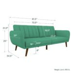 Dorel Novogratz Brittany Sofa Bed Wooden Legs - Linen - Light Blue-31630