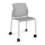 DAMS Santana 4 leg mobile chair with plastic seat and perforated back with castors-29781