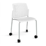 DAMS Santana 4 leg mobile chair with plastic seat and perforated back with castors-29791