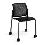 DAMS Santana 4 leg mobile chair with plastic seat and perforated back with castors-0