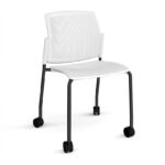DAMS Santana 4 leg mobile chair with plastic seat and perforated back with castors-29789