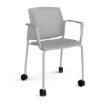 DAMS Santana 4 leg mobile chair with plastic seat and perforated back with castors-29779