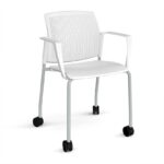 DAMS Santana 4 leg mobile chair with plastic seat and perforated back with castors-29790